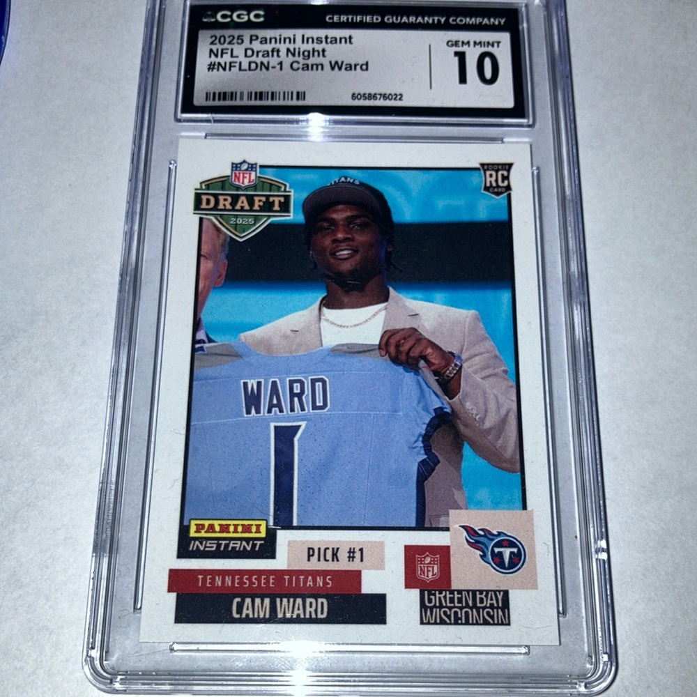 2025 Panini Instant NFL Draft Night Cam Ward Tennessee Titan Rookie Card CGC 10